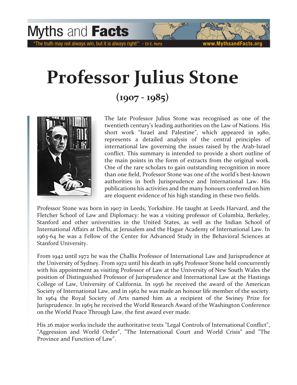 Professor Julius Stone (1907 - 1985)