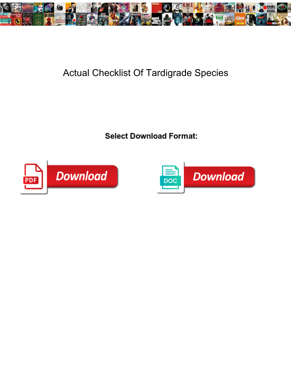 Actual Checklist of Tardigrade Species