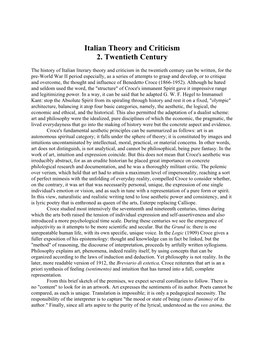 Italian Theory and Criticism 2