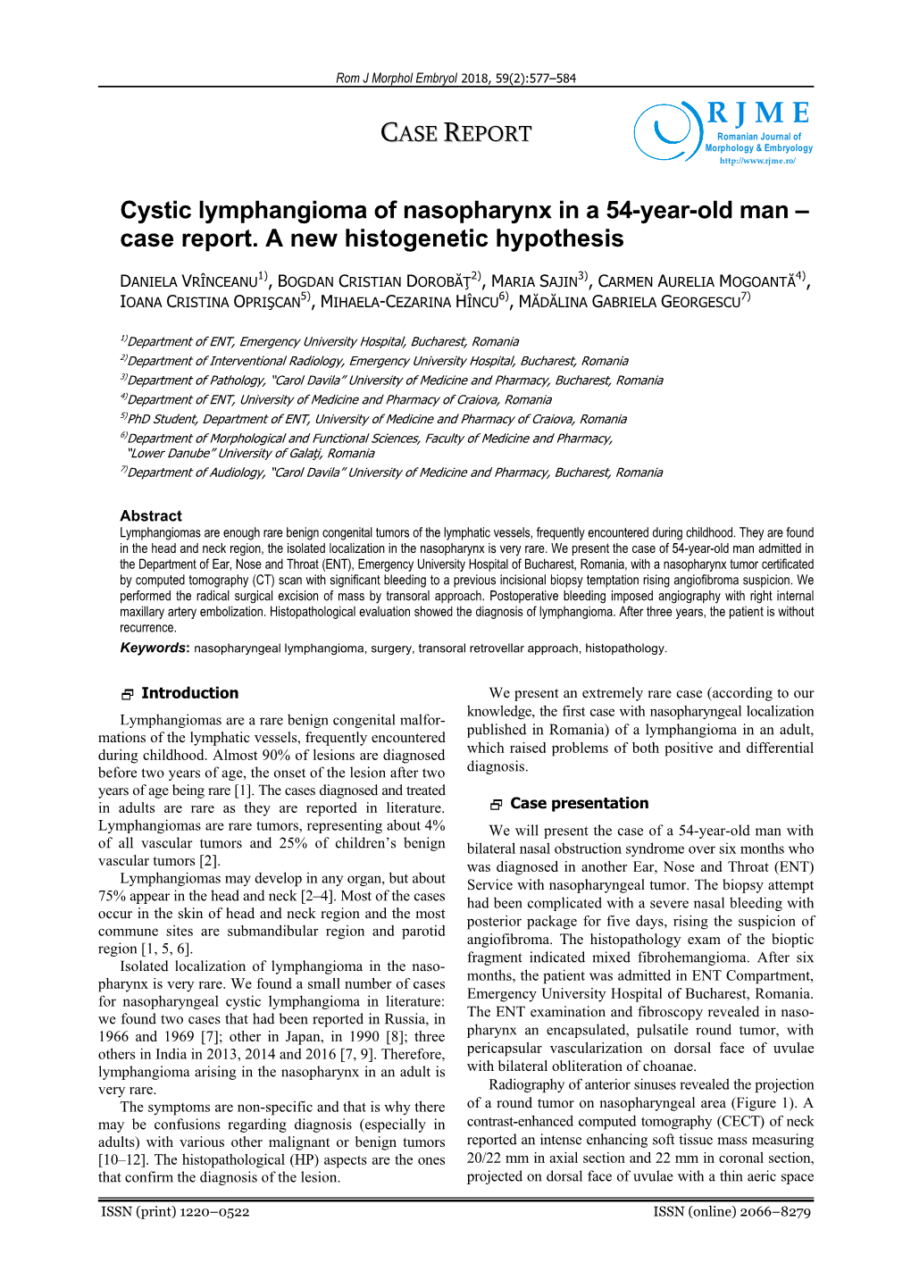 Download PDF Cystic Lymphangioma of Nasopharynx in a 54-Year-Old