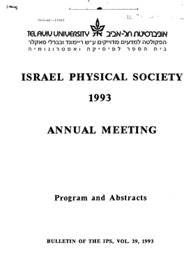 Israel Physical Society 1993 Annual Meeting