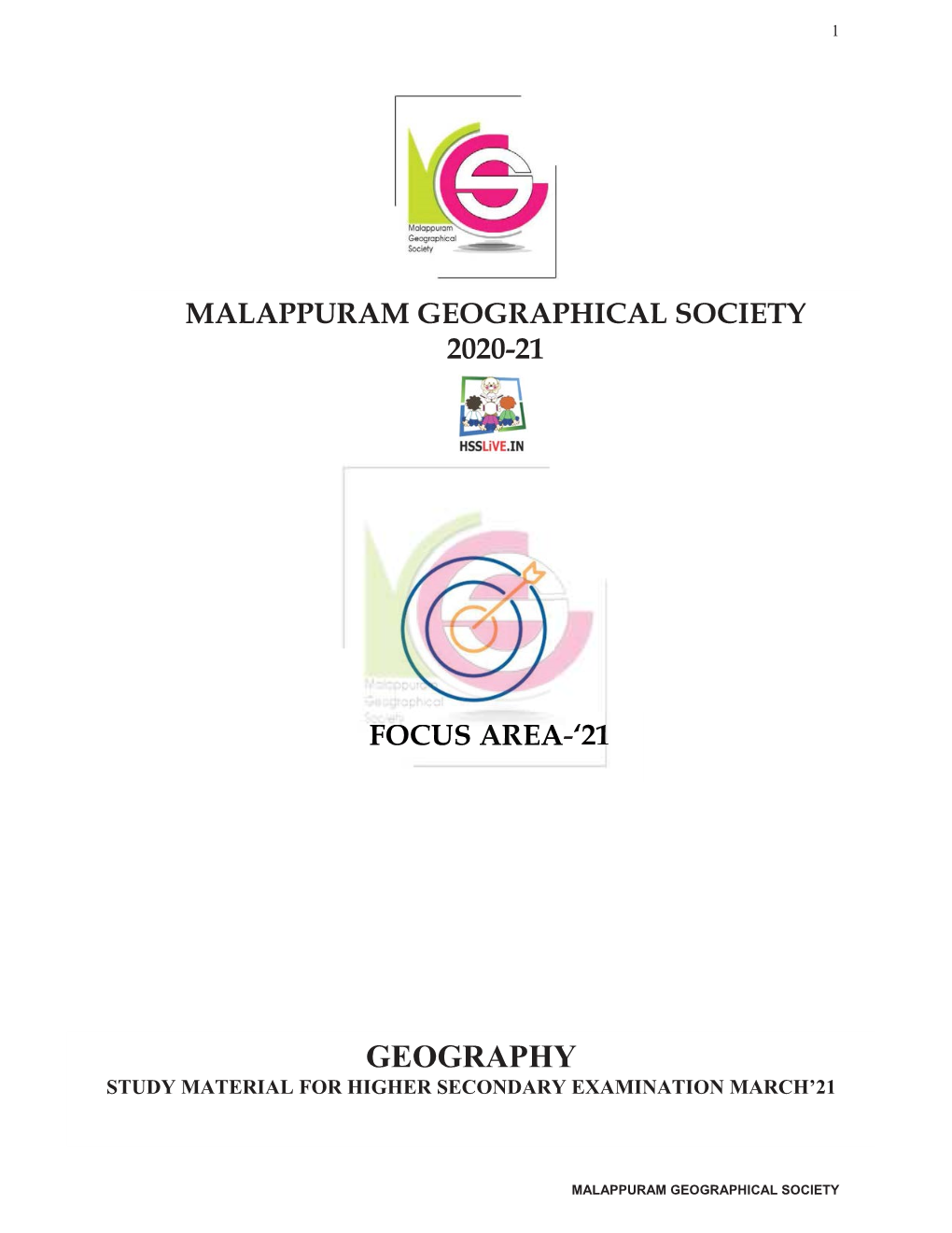 Geography Study Material for Higher Secondary Examination March’21