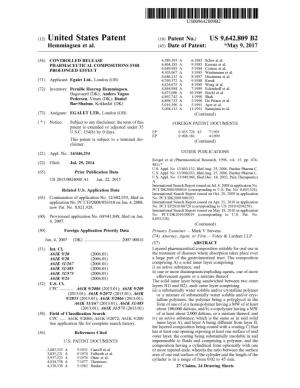 (12) United States Patent (10) Patent No.: US 9,642,809 B2 Hemmingsen Et Al