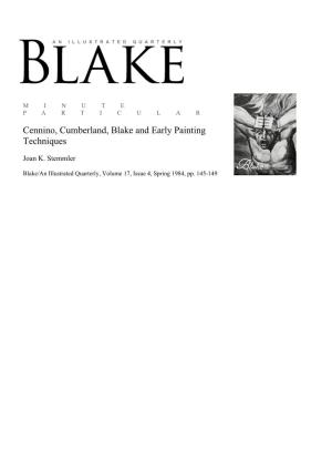 Cennino, Cumberland, Blake and Early Painting Techniques