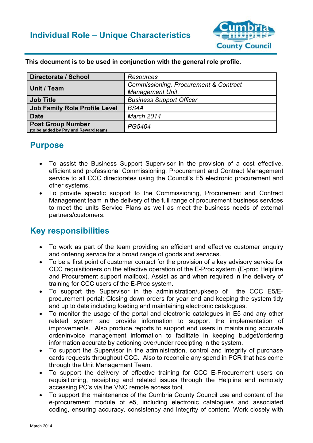 Individual Role Unique Characteristics