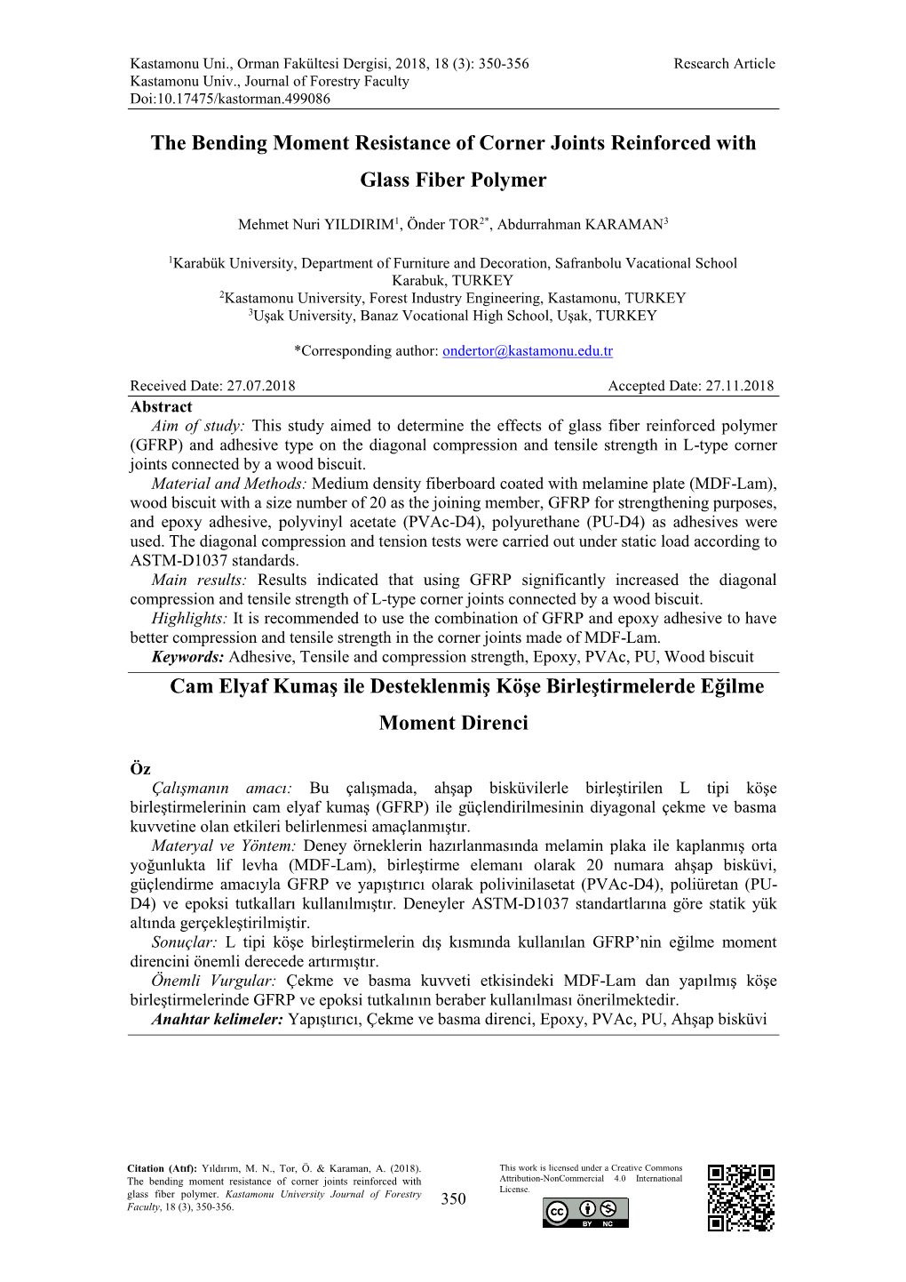 The Bending Moment Resistance of Corner Joints Reinforced with Glass Fiber Polymer