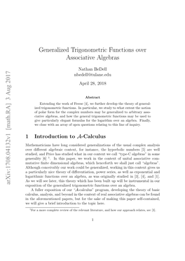 Generalized Trigonometric Functions Over Associative Algebras