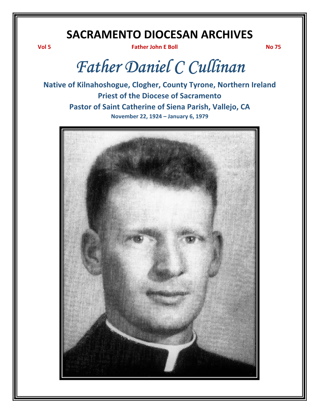 Vol 5, No 75 Father Daniel Cullinan