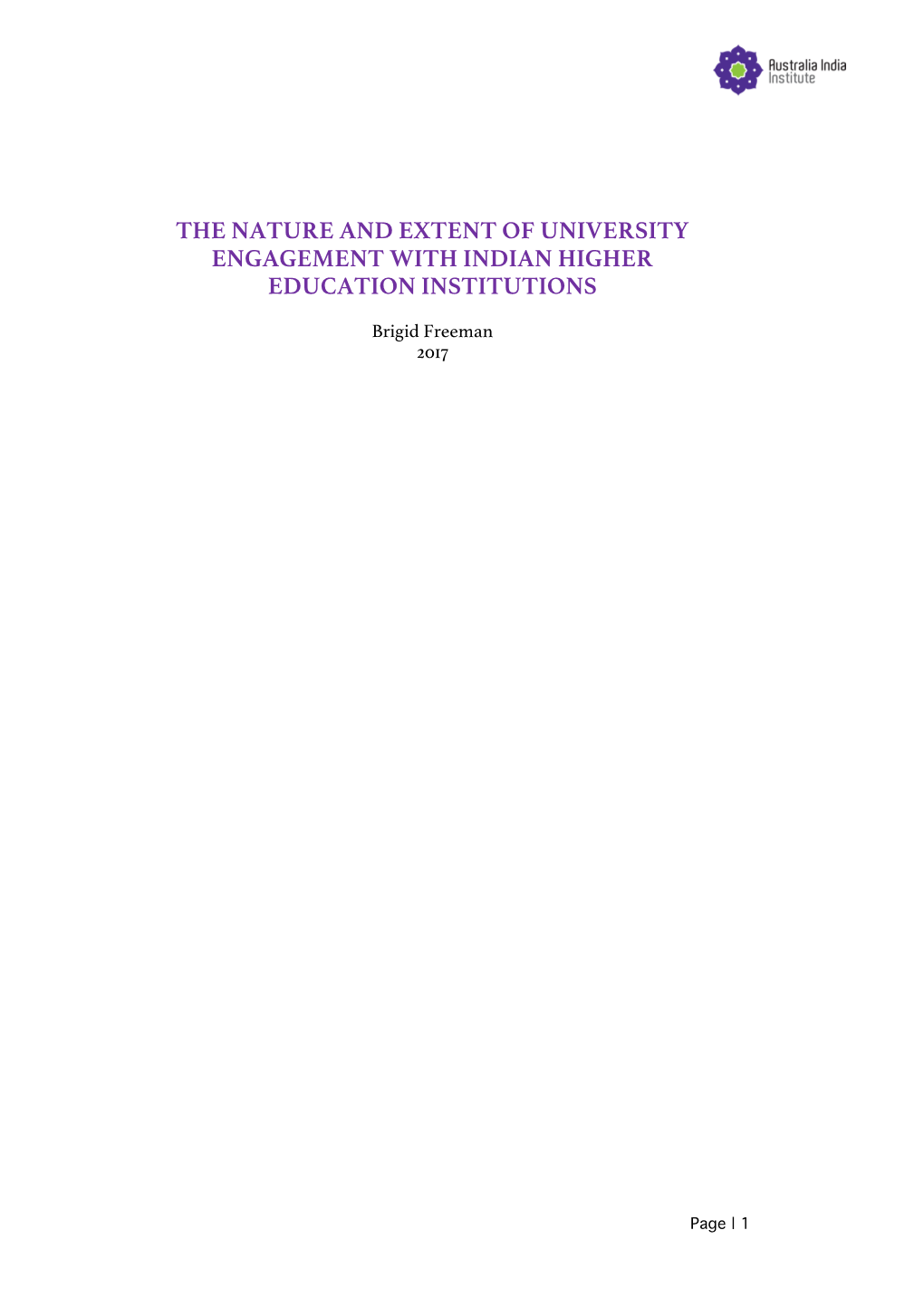 The Nature and Extent of University Engagement with Indian Higher Education Institutions