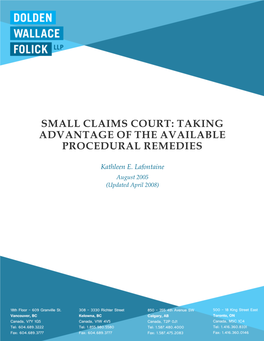 Small Claims Court: Taking Advantage of the Available Procedural Remedies