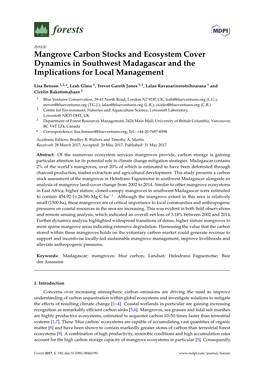 Mangrove Carbon Stocks and Ecosystem Cover Dynamics in Southwest Madagascar and the Implications for Local Management