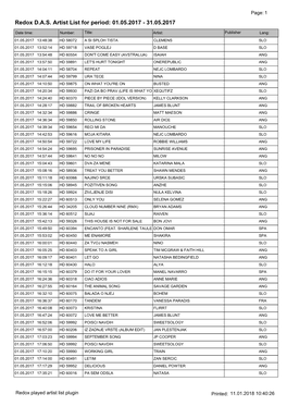 Redox DAS Artist List for Period: 01.05.2017