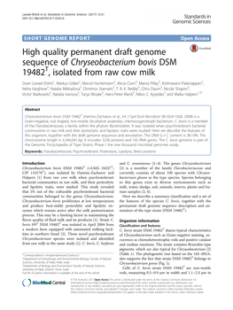 High Quality Permanent Draft Genome