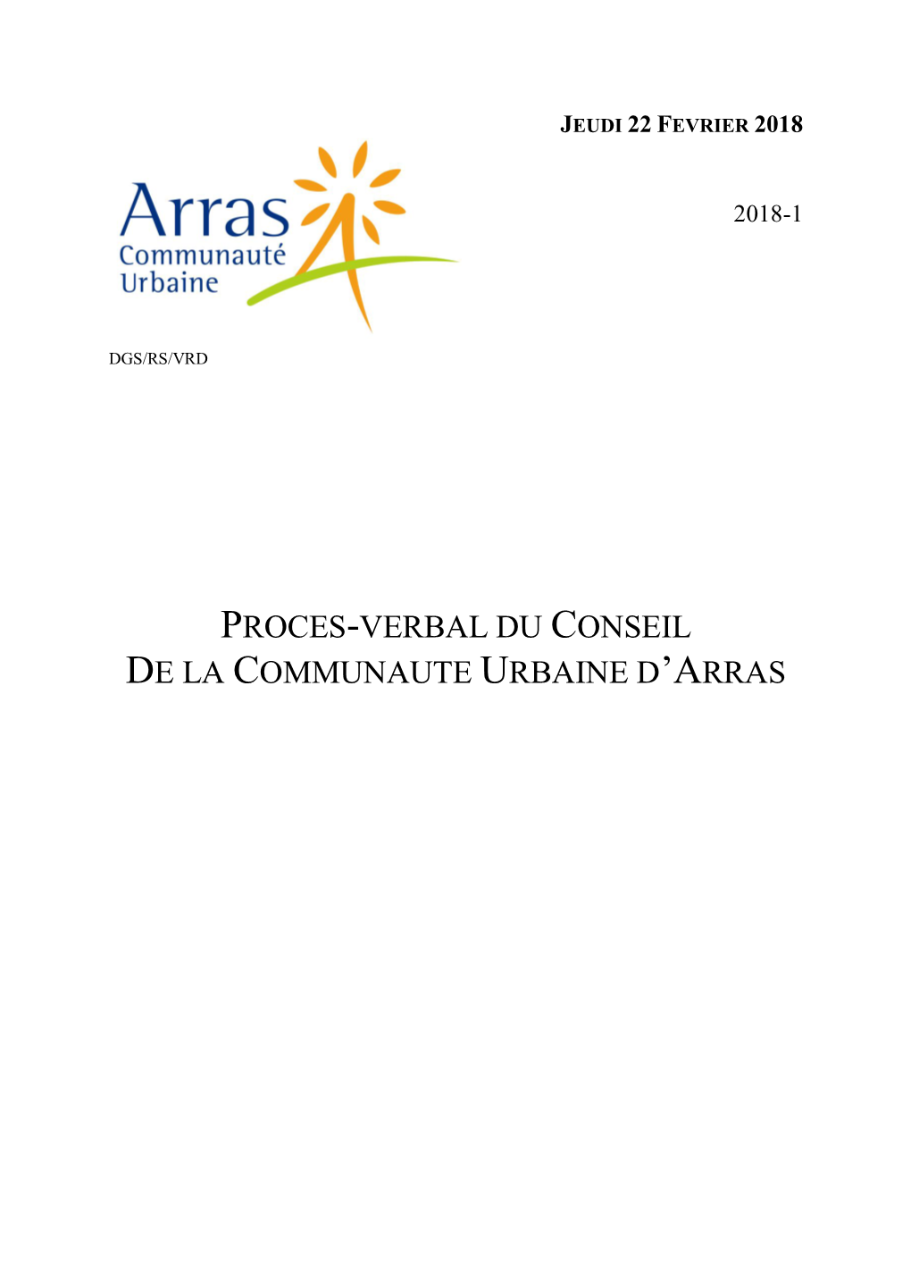 Proces-Verbal Du Conseil De La Communaute Urbaine D'arras