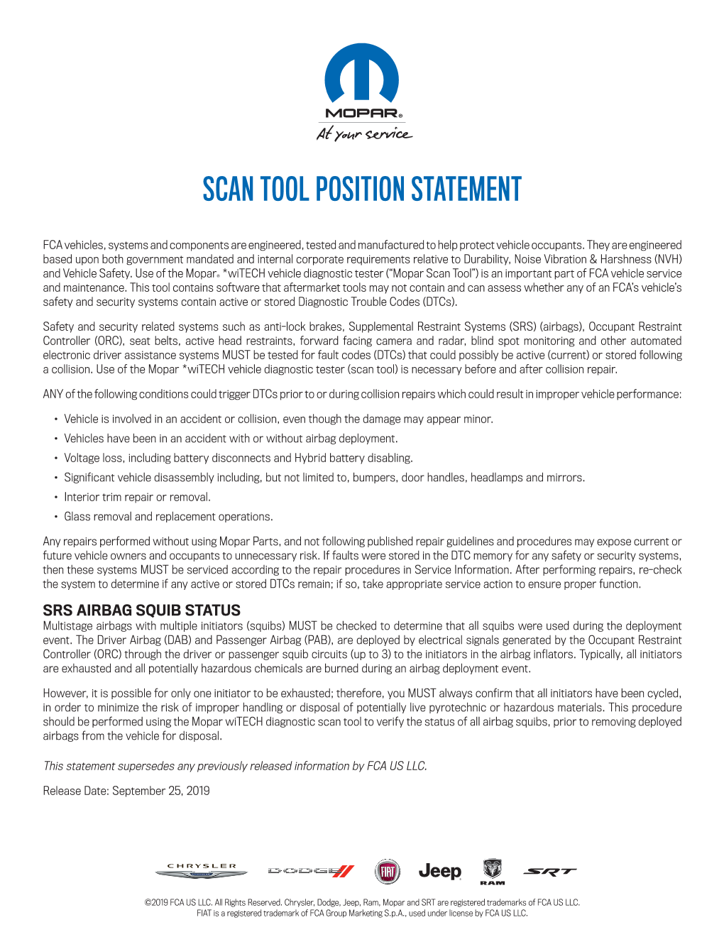 Scan Tool Position Statement