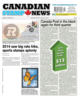STAMP NEWS Canadian Cop’S Sentimental Souvenir Solves Mystery ❑ 3 YRS (78 ISSUES) Ages, Large and Small! Priced Per 1,000 Off Paper with Duplication