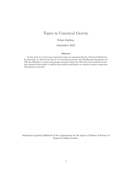 Topics in Canonical Gravity