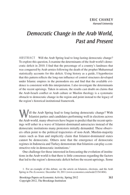Democratic Change in the Arab World, Past and Present