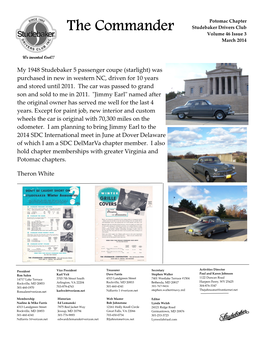 The Commander Studebaker Drivers Club Volume 46 Issue 3 March 2014