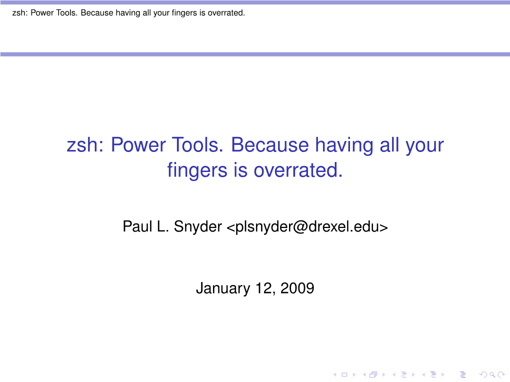 Zsh: Power Tools