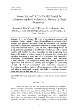 Australian Journal of Parapsychology ISSN: 1445-2308 Volume 18, Number 2, Pp