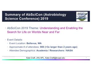 Abscicon 2019 Summary
