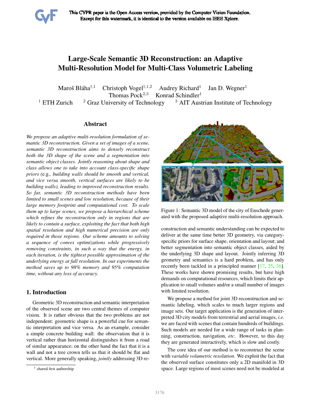 Large-Scale Semantic 3D Reconstruction: an Adaptive Multi-Resolution Model for Multi-Class Volumetric Labeling