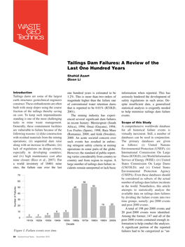 Tailings Dam Failures: a Review of the Last One Hundred Years