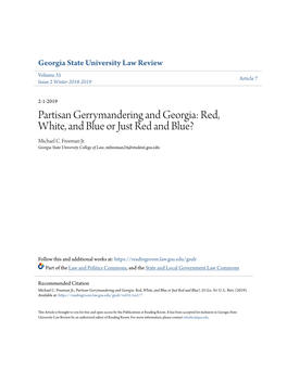 Partisan Gerrymandering and Georgia: Red, White, and Blue Or Just Red and Blue? Michael C