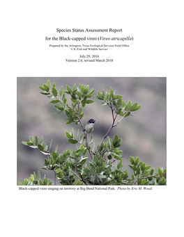 Species Status Assessment Report for the Black-Capped Vireo (Vireo Atricapilla)