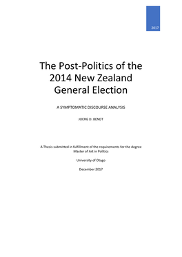 The Post-Politics of the 2014 New Zealand General Election