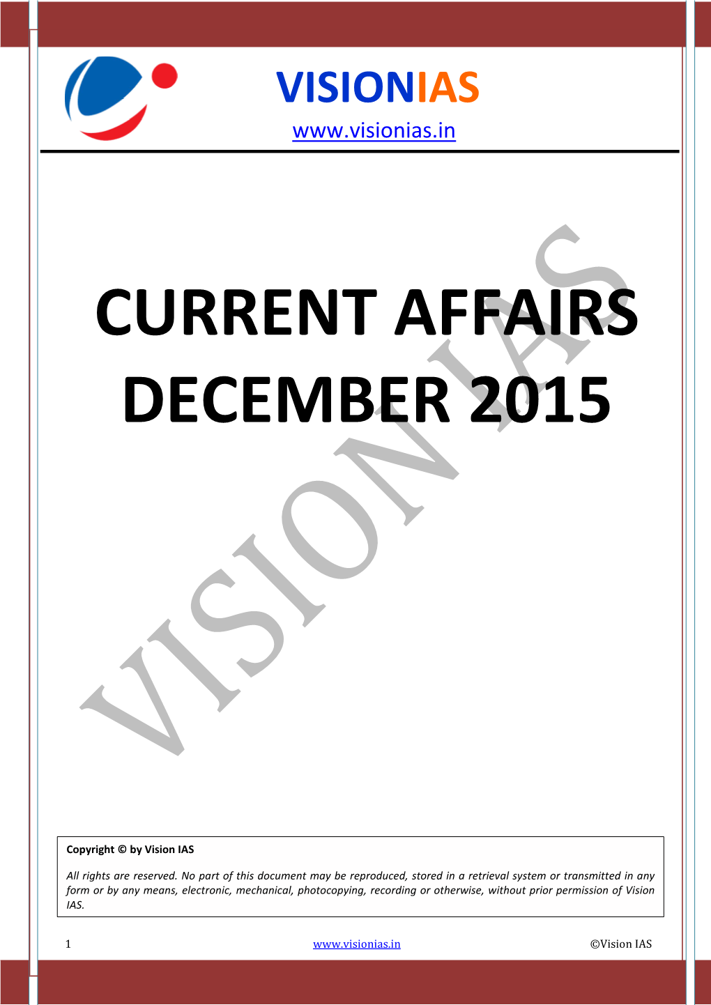 Current Affairs December 2015