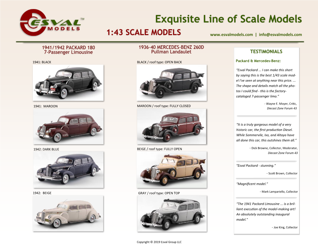 Exquisite Line of Scale Models