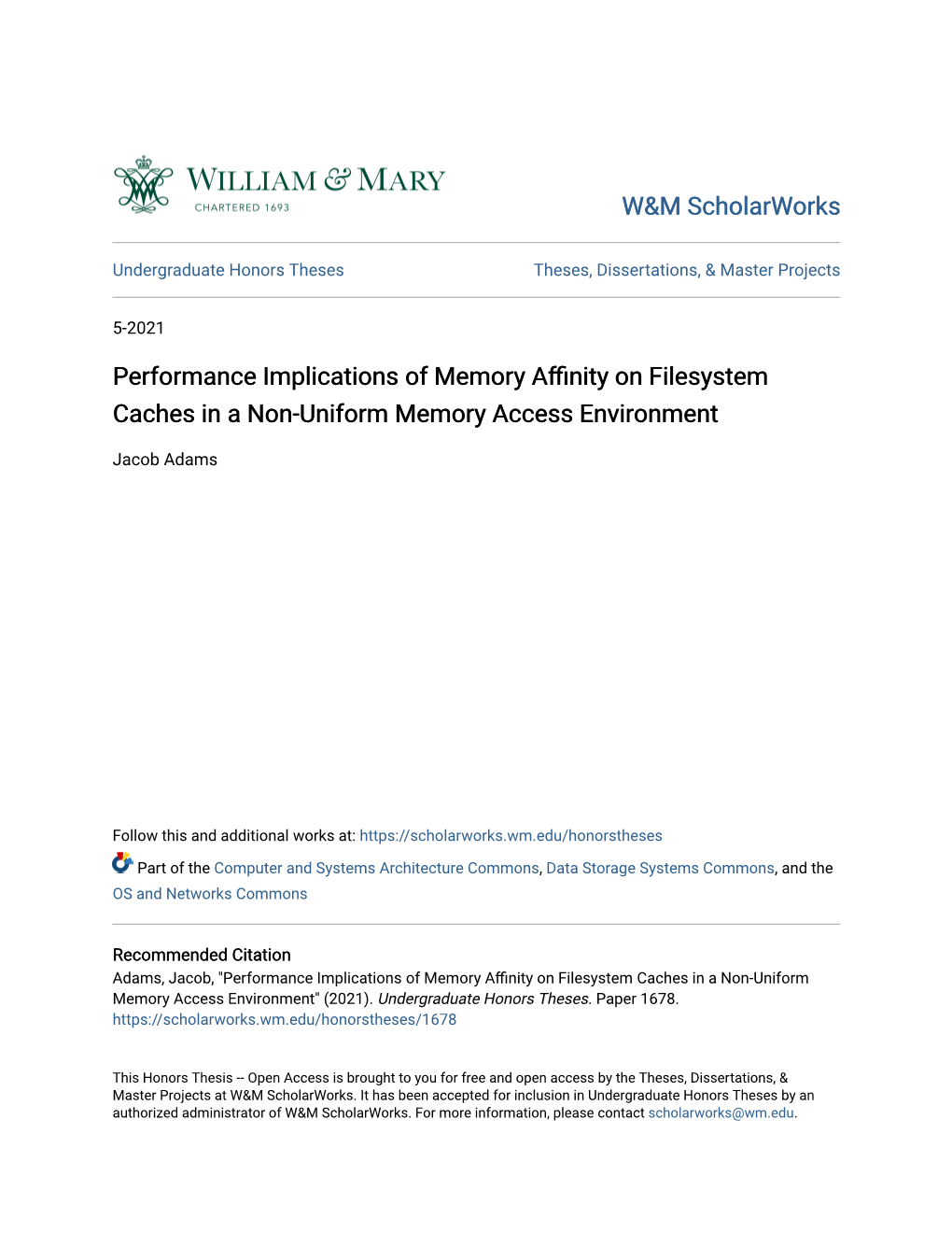 Performance Implications of Memory Affinity on Filesystem Caches in a Non-Uniform Memory Access Environment