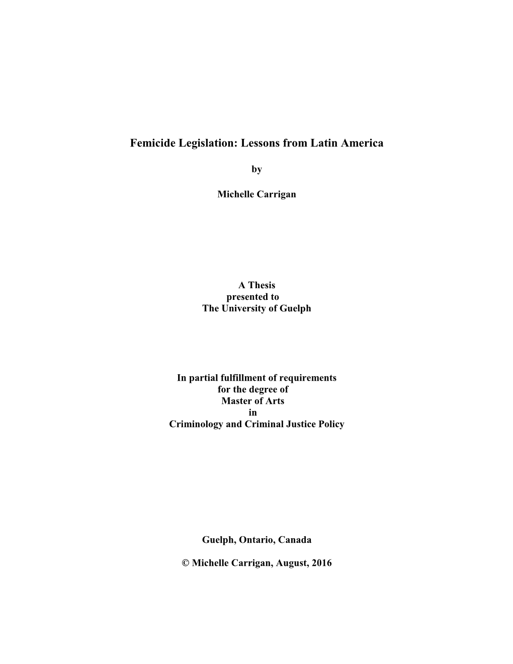 Femicide Legislation: Lessons from Latin America