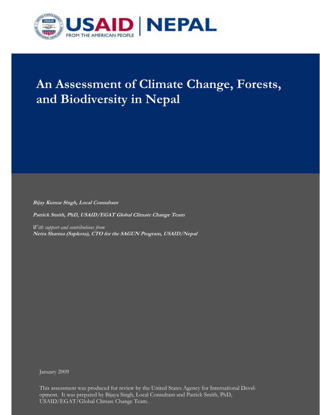 An Assessment of Climate Change, Forests, and Biodiversity in Nepal
