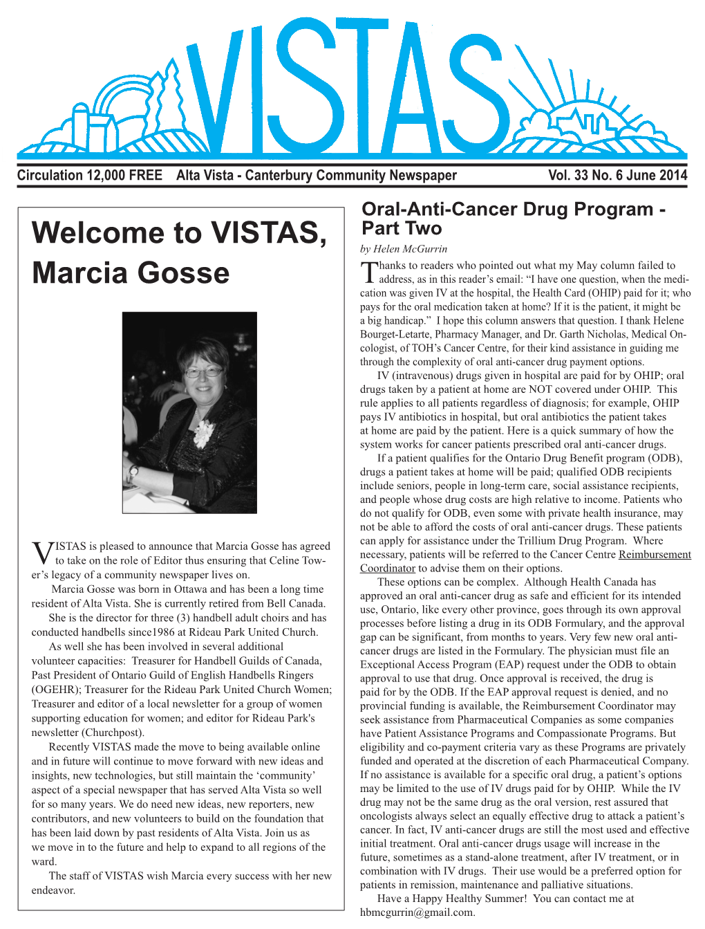 Welcome to VISTAS, Marcia Gosse