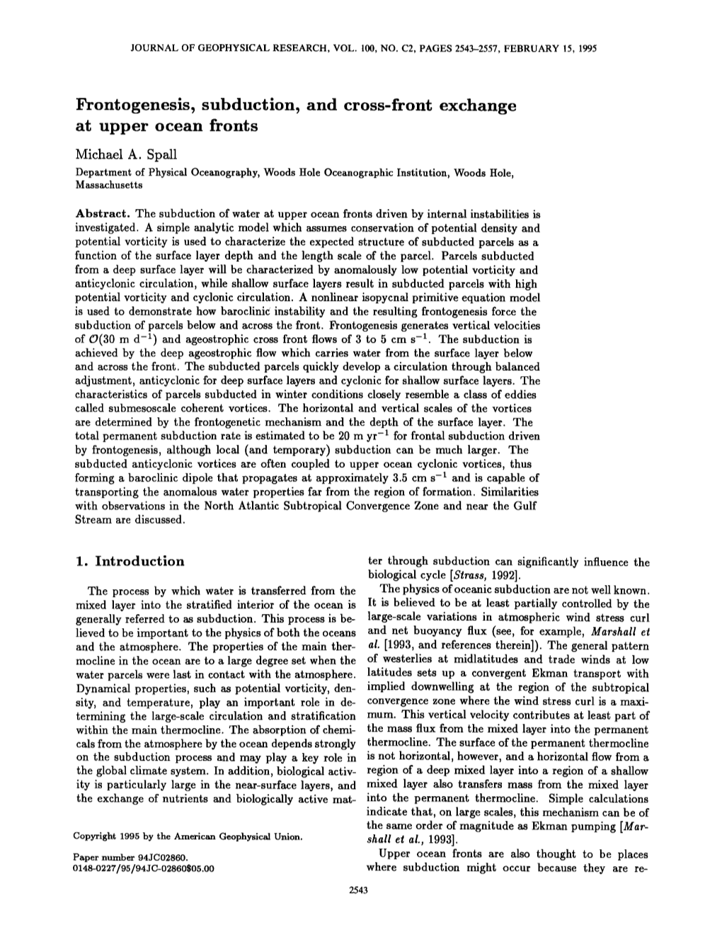 Frontogenesis, Subduction, and Cross-Front Exchange at Upper Ocean Fronts