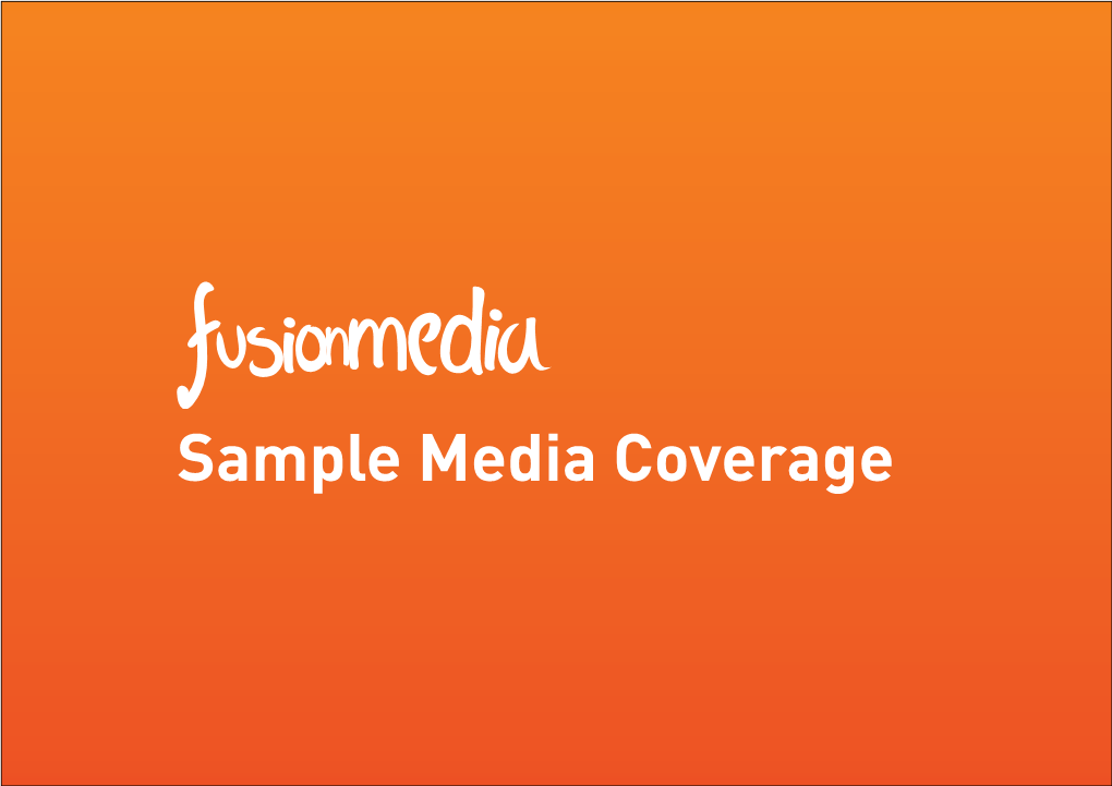 Sample Media Coverage Hello We’Re a PR and Social Media Agency Focused Purely on Endurance Sport