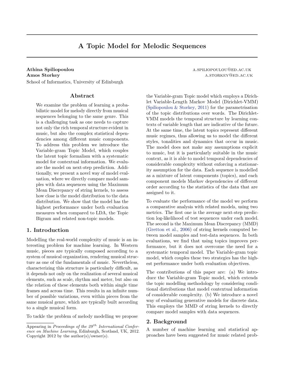 A Topic Model for Melodic Sequences