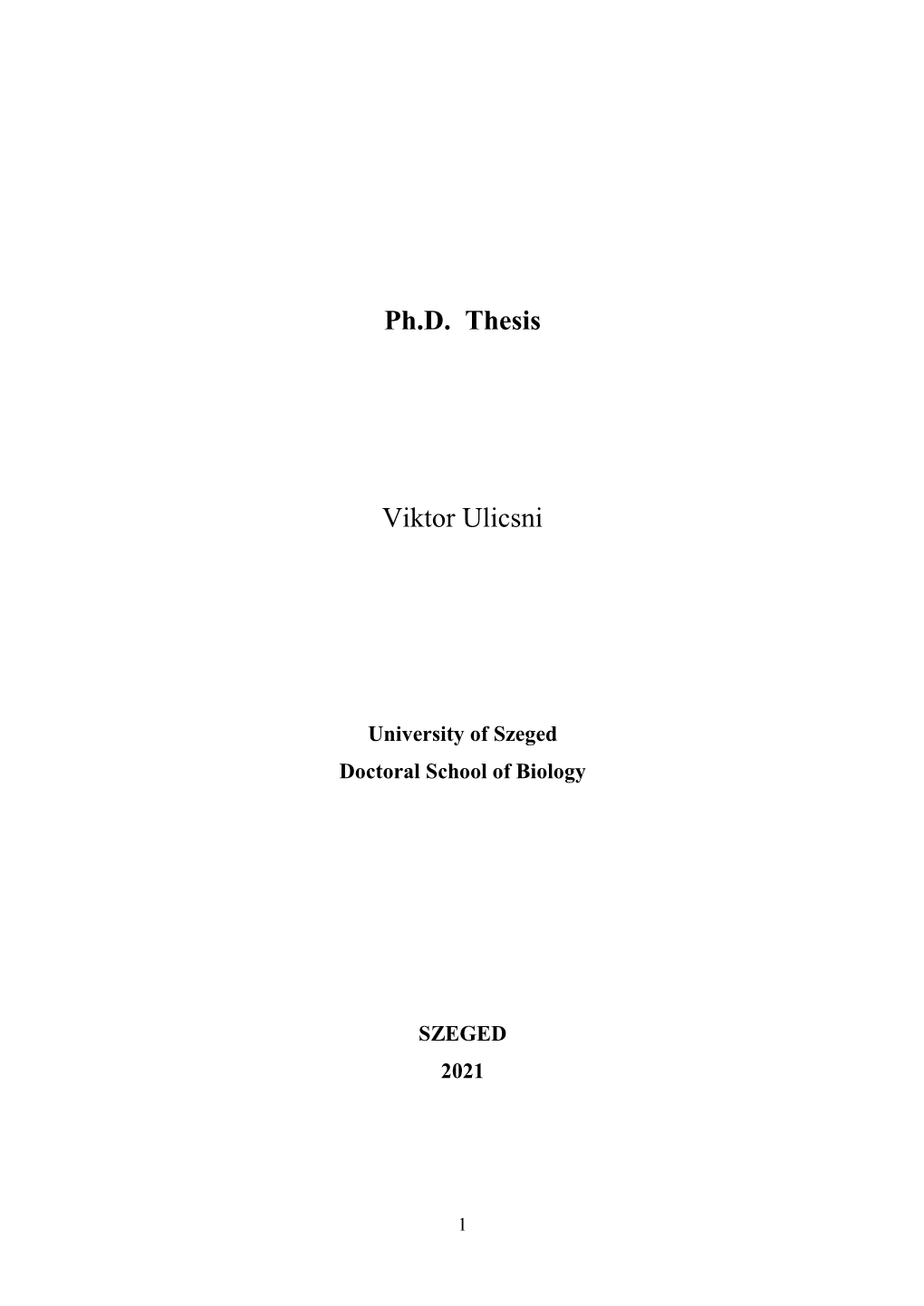 Ph.D. Thesis Viktor Ulicsni