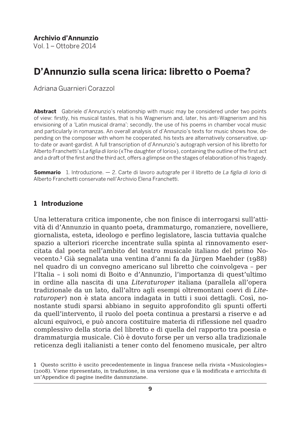 D'annunzio Sulla Scena Lirica