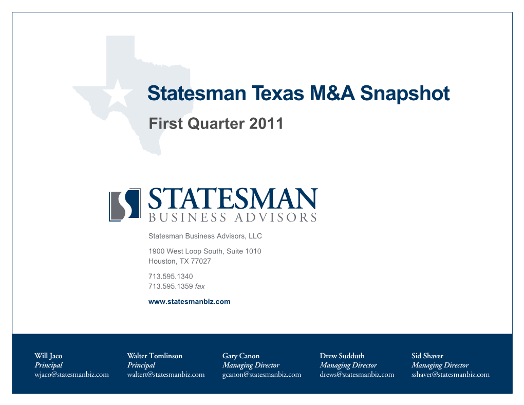 Statesman Texas M&A Snapshot