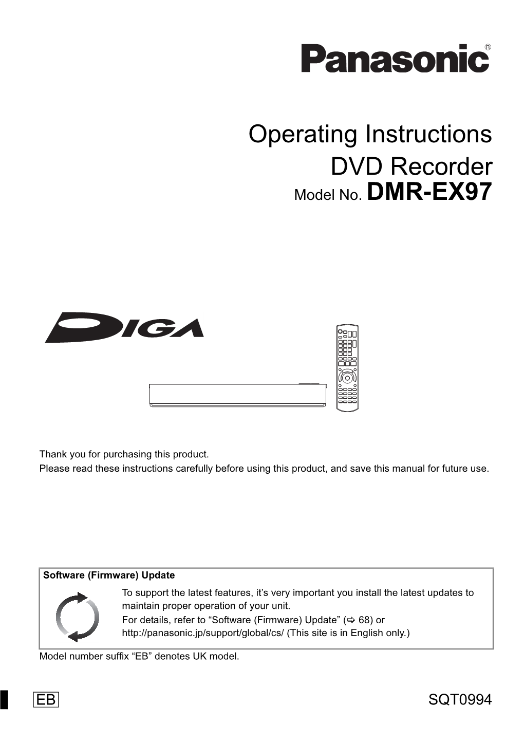Operating Instructions DVD Recorder Model No