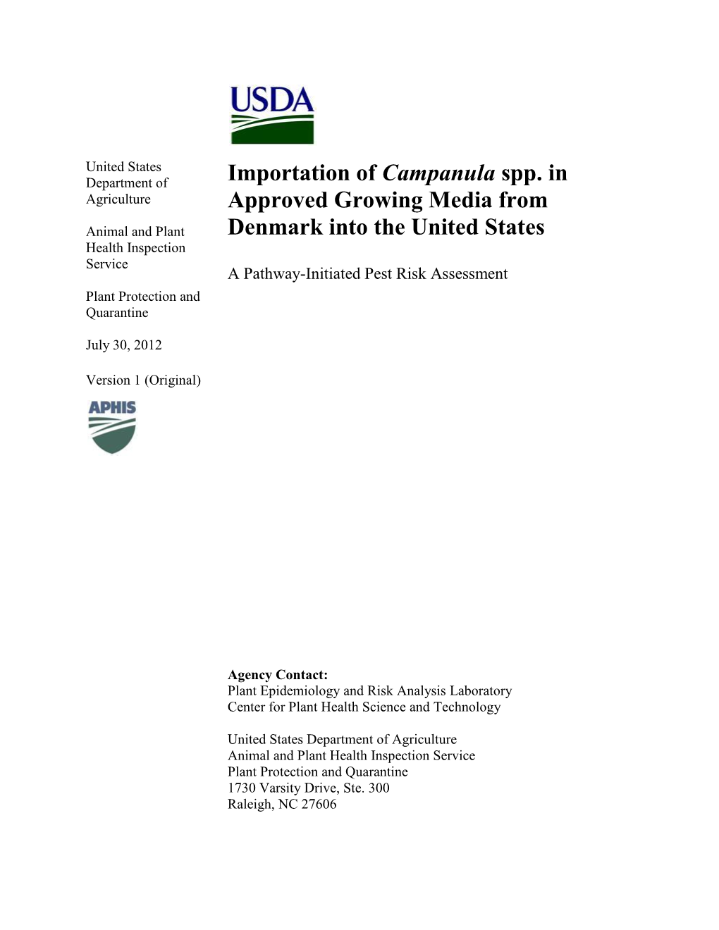 Importation of Campanula Spp. in Approved