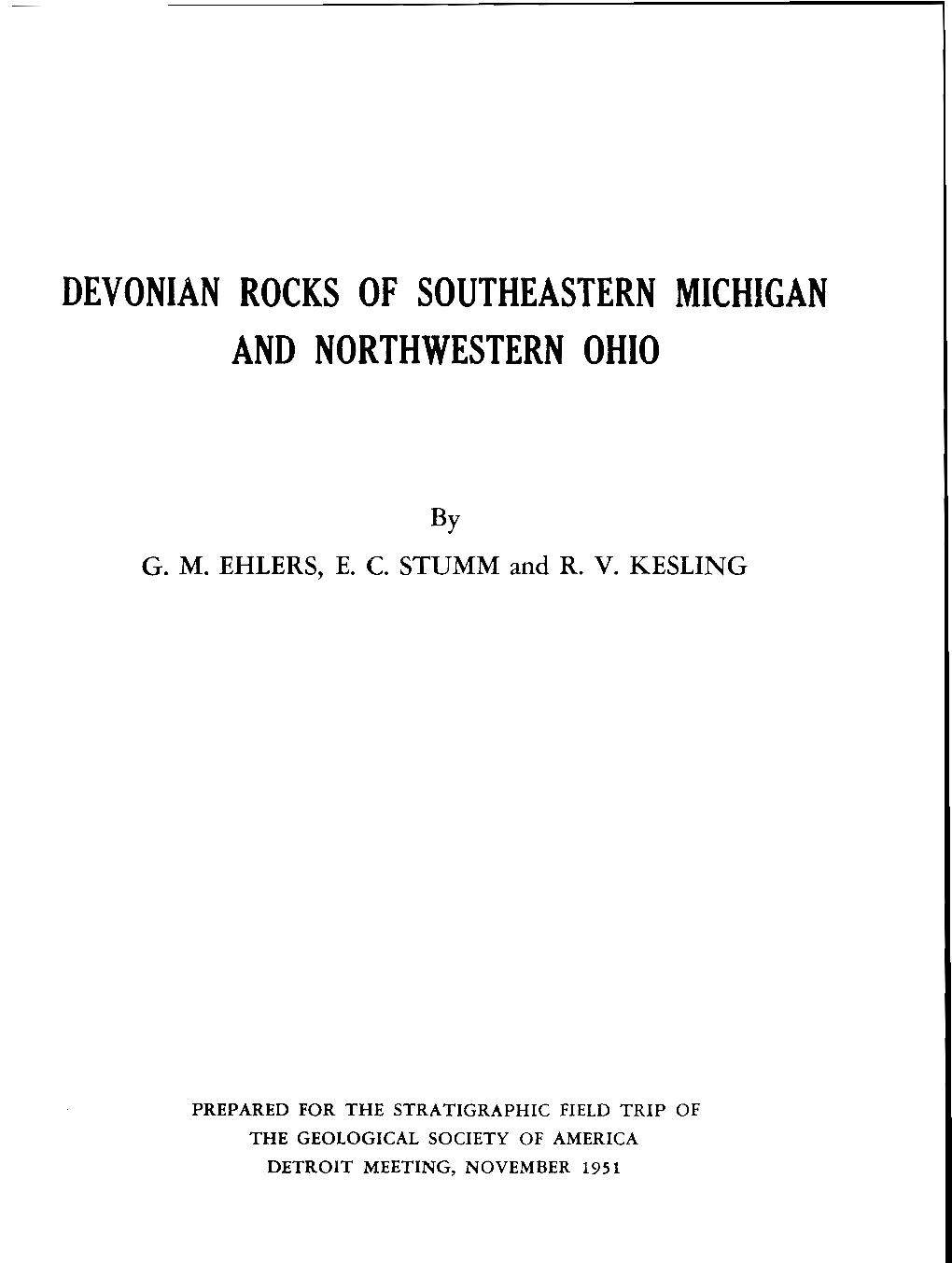 Devonian Rocks of Southeastern Michigan and Northwestern Ohio