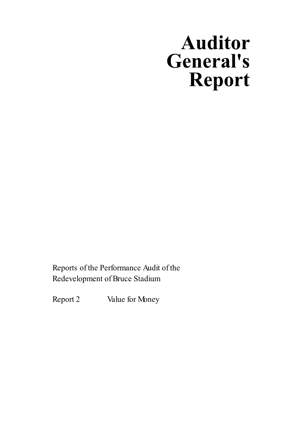 Auditor General's Report