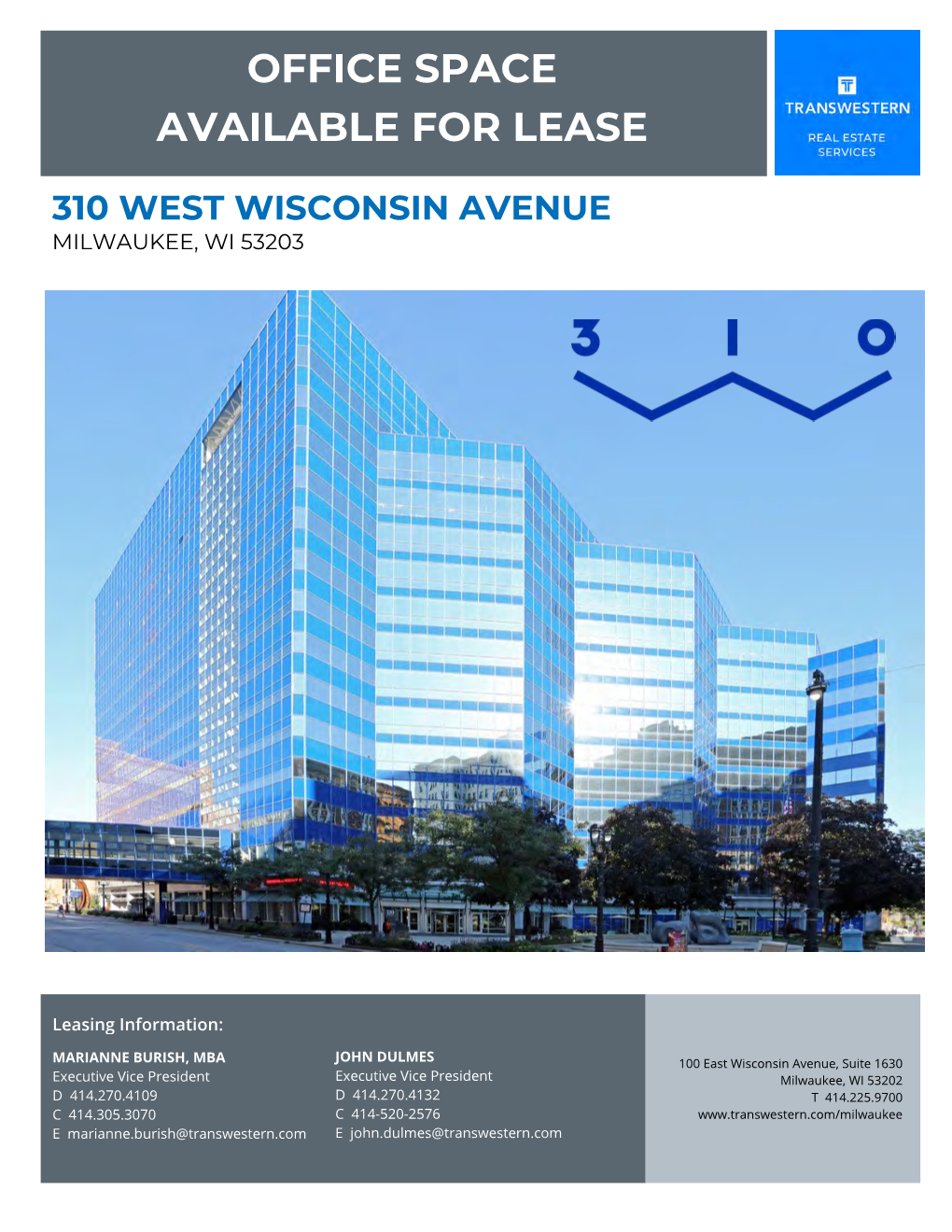 Office Space Available for Lease 310 West Wisconsin Avenue