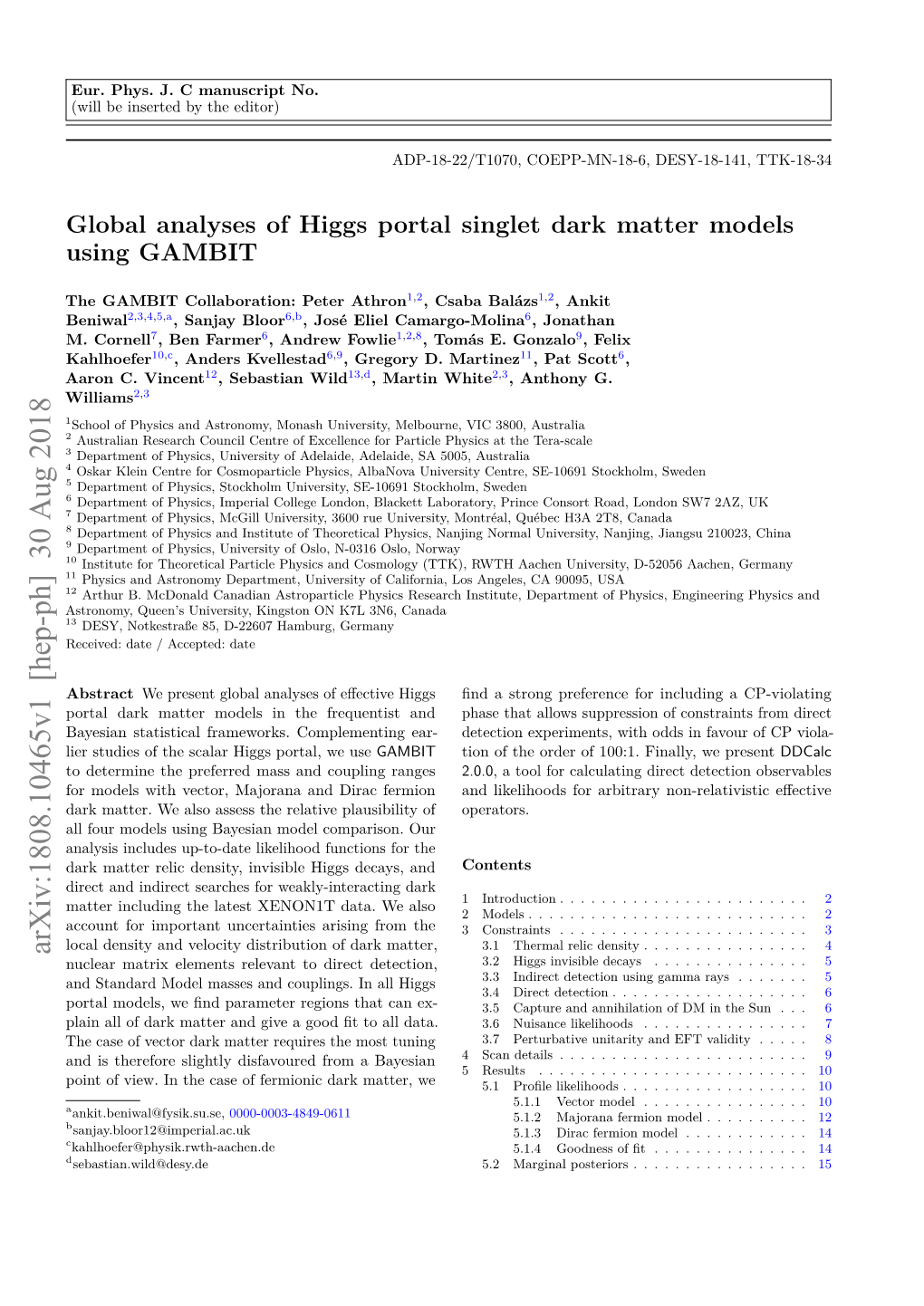 Global Analyses of Higgs Portal Singlet Dark Matter Models Using GAMBIT