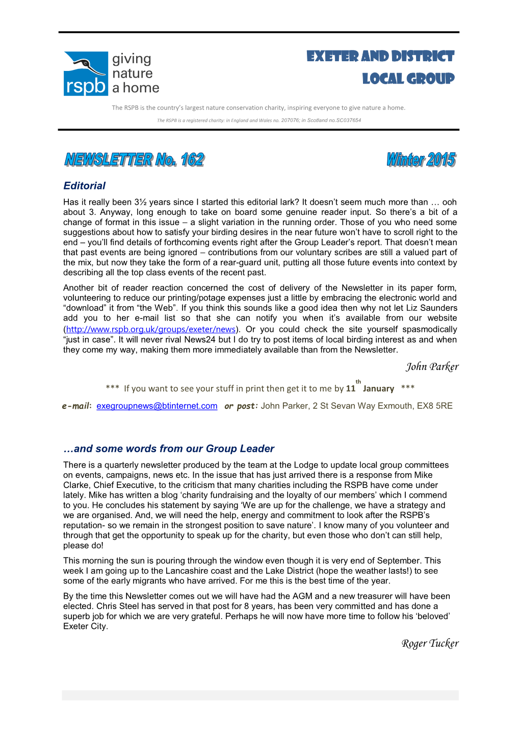 Exeter and District Local Group Newsletter No